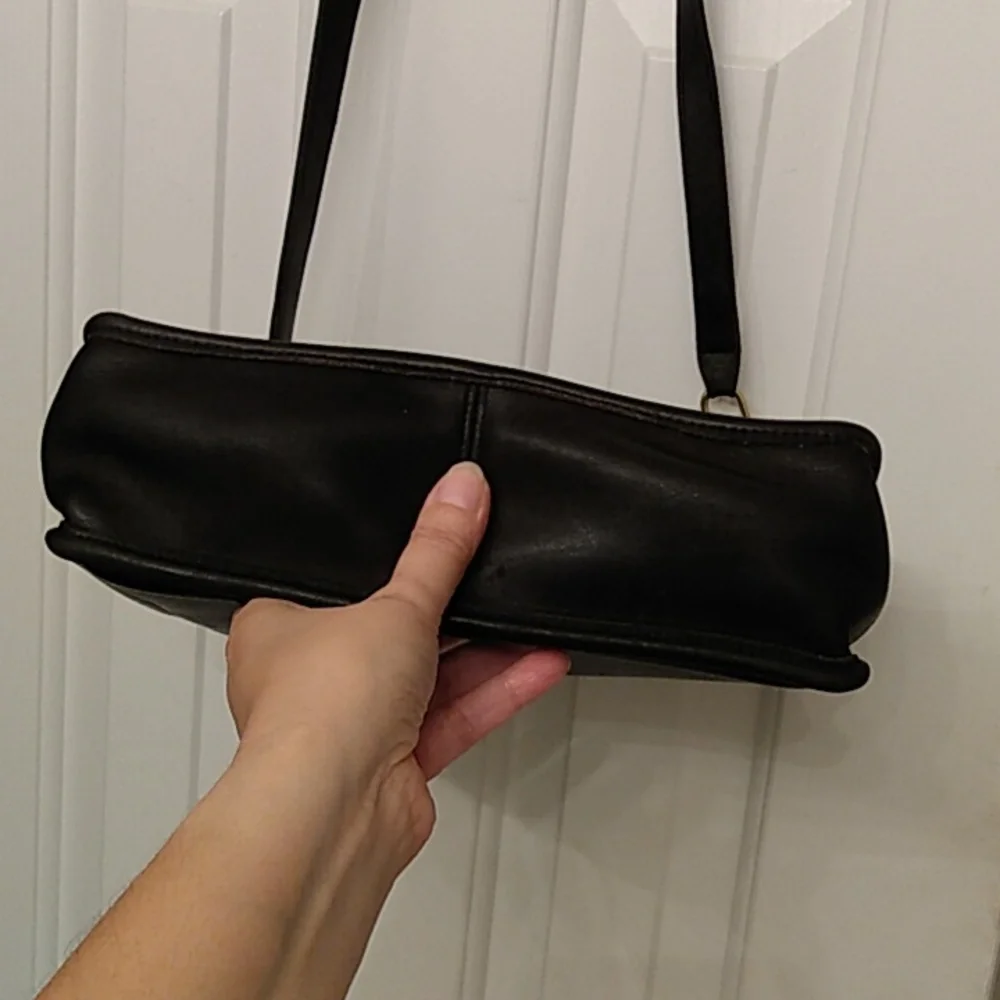 Coach Black Leather Top-Handle Crossbody with Gold Hardware